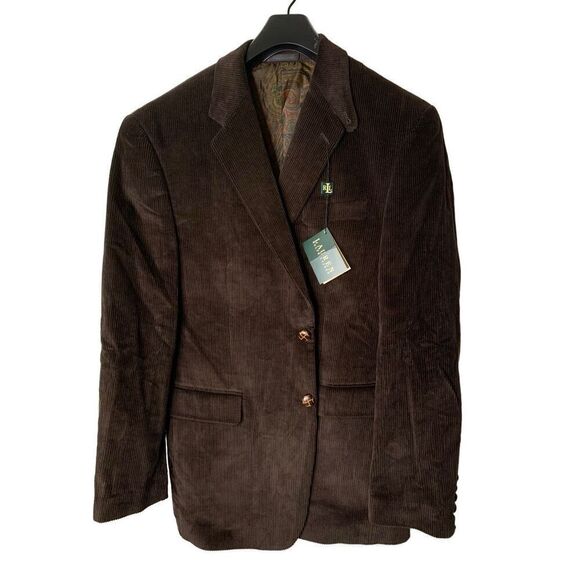 Lauren Ralph Laurel brown corduroy cord blazer suit jacket men's size 40R NEW - Picture 1 of 9